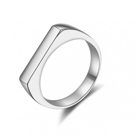 Square Flat Ring Women Simple Classic Silver&Gold Color Stainless Steel Finger Ring For Women Jewelry Gift