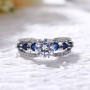 New Fashion Trend Mosaic Full Blue Zircon Ring Men and Women Light Luxury Couple Ring Jewelry Gift