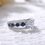 New Fashion Trend Mosaic Full Blue Zircon Ring Men and Women Light Luxury Couple Ring Jewelry Gift