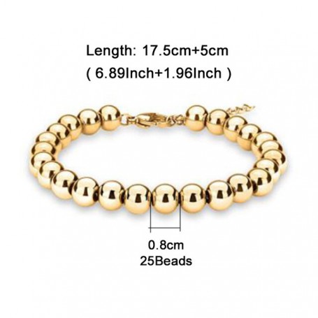 Stainless Steel ball Beads Cuff Bracelet for Women men Gold Silver Color Beaded Bracelets Charms Metal Statement Jewelry