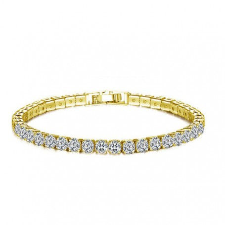 4mm Rhinestones Tennis Bracelets Iced Out Chain Crystal Wedding Bracelet for Women Men Gold Silver Color Bracelet 19 cm