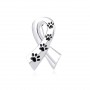 Silk Ribbon Broches Women Enamel Pet Paw Prints Pins And Brooches Cat Dog Memorial Pin Black Blue Brooch Metal Silk Satin Badge