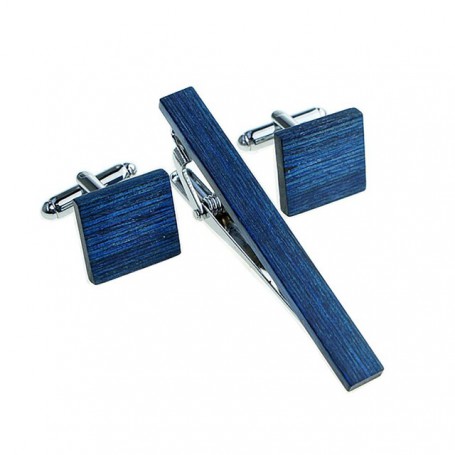 Wooden Tie Clip and Cufflink Set For Men Classic Tie Clips Cufflinks Sets Copper Tie Bar Brown Blue Tie Collar Pin Jewelry Gift