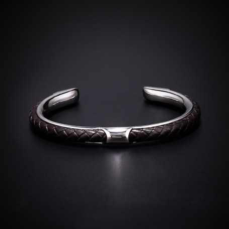 Bracelet Charm Male Hand Woven Leather Black High Quality Metal Stainless Steel Bracelets & Bangles for Men Wrist Strap Gift