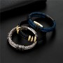 Bracelet Stainless Steel Bracelet Retro Blue Gold Leather Micro-inlaid zircon Dragon Claw Punk Handmade Bracelets Jewelry