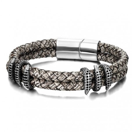 Bracelet Stainless Steel Bracelet Retro Blue Gold Leather Micro-inlaid zircon Dragon Claw Punk Handmade Bracelets Jewelry