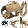 Nylon Tactical Dog Harness Collar Leash No Pull Military Pet Harness Vest For Medium Large Dogs Training Molle Harness Pouches