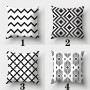 Home Decor Black and White Pillowcase Square Sofa Pillowcase Striped Leaf Pattern Printed Pillowcase Cushion Cover 45x45cm
