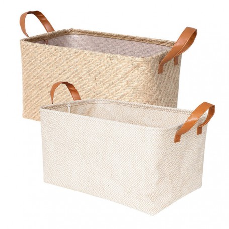 2pcs Woven Storage Baskets Foldable Storage Box with Handle Book Sundries Clothes Oragnizer Closet Organizer Large Woven Basket