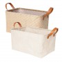 2pcs Woven Storage Basket Eco-Friendly Home Storage Box Foldable Organizer Box Handles Laundry Baskets Toys Sundries Organizer