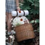 Hand Pull Rod Type Picnic Basket Multi-Function Roller Rattan Woven Insulator Basket with Tableware Storage  Picnic Props