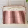 Nordic Cotton Linen Dot Stripe Flower Picnic Storage Basket with Cover Large Capacity Dirty Clothes Kids Toys Organizer