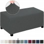 4 Sizes Jacquard Durable Customized Stretch Footrest Ottoman Cover Folding Storage Stool Furniture Protector Rectangle Slipcover