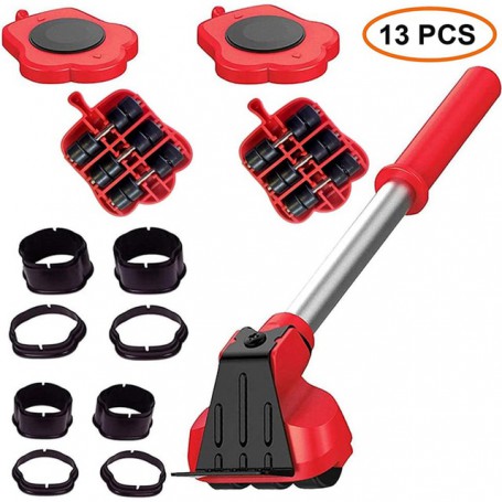 13pcs Heavy Duty Furniture Lifter Transport Tool Furniture Mover set 4 Sliders 1 Wheel Bar for Lifting Moving Furniture Helper