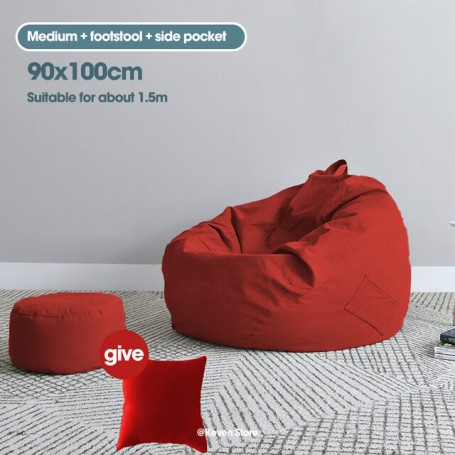 Nordic Lazy Bean Bag Sofa Simple Single Tatami Bedroom Small Lovely Living Room  Balcony Medium Bean Bag 90x100cm