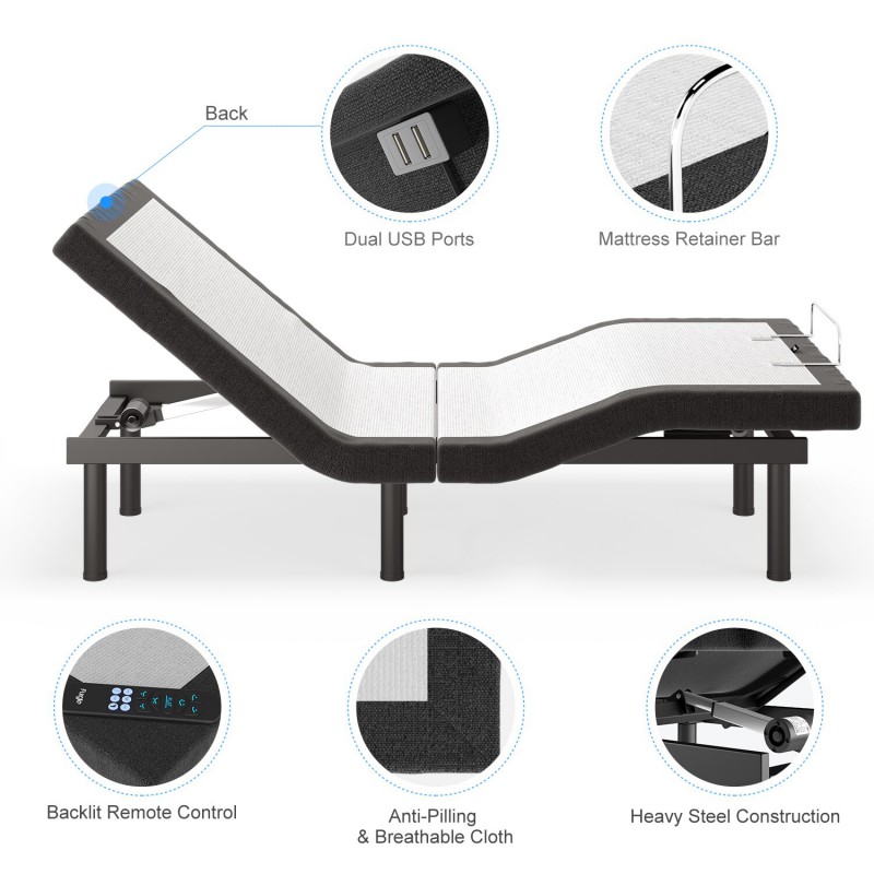 Smart Adjustable Bed Base Ergonomic Massage Bed Frame Zero Gravity MultiModes Bed for Pregnancy