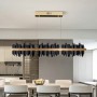 Modern Rectangle Chandelier For Living Room With Remote Control Design LED Hanging Lamp Kitchen Island Gold Black Light Fixtures