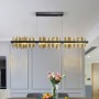 Modern Rectangle Chandelier For Living Room With Remote Control Design LED Hanging Lamp Kitchen Island Gold Black Light Fixtures