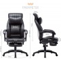 High Back Executive Office Chair Black Leather Desk Computer Chairs with Arms and Back Support Recliner Office Chair Footrest