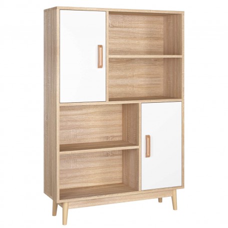 Sideboard Cupboard Cabinet Bookcase Storage Unit Display Cube Shelf with Doors for Home Office, Kitchen, Living Room,Oak White