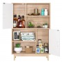Sideboard Cupboard Cabinet Bookcase Storage Unit Display Cube Shelf with Doors for Home Office, Kitchen, Living Room,Oak White