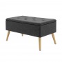 WOLTU 1PC Linen/Velvet Storage Ottoman Chair Stool Upholstered Footstool Bench Multifunction Pouffe Chair with Hinged Lid