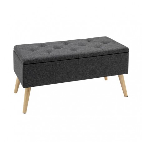 WOLTU 1PC Linen/Velvet Storage Ottoman Chair Stool Upholstered Footstool Bench Multifunction Pouffe Chair with Hinged Lid