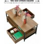 Coffee Table with 2 Drawers 2-Tier Storage Shelf Industrial Livingroom Tea Table Storage Retro Table Brown