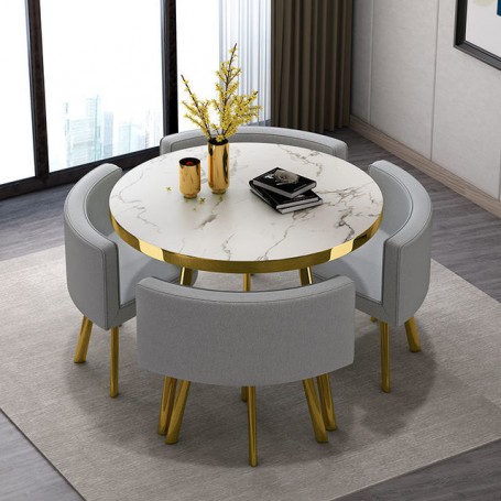 Light luxury negotiation net celebrity sales office reception small round table chair combination shop 80CM dining table  chair