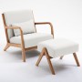 Nordic modern minimalist solid wood fabric single chair small lazy chair balcony chair single sofa chair bedroom leisure room