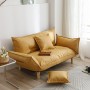 Convertible Futon Sofa Bed With 2 Pillows, Loveseat Sleeper Sofa Couch Recliner Adjustable Armrest&Wood Legs Sofa Small Space