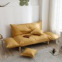 Convertible Futon Sofa Bed With 2 Pillows, Loveseat Sleeper Sofa Couch Recliner Adjustable Armrest&Wood Legs Sofa Small Space