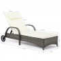 Meerveil Outdoor Rattan Furniture Single Sun Lounger Recliner Terrace Outdoor Wicker Recliner Adjustable Headrest