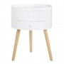 WOLTU White Nightstand with Drawer Compartment Wooden Round Bedside Table Modern Side Table for Living Room Beauty Bedroom