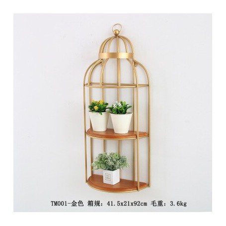 Nordic Wrought Iron Birdcage Rack Floor-standing Multi-layer Bird Cage Rack Bookshelf Ornament Decoration for Home Furniture