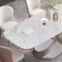 Italian Type Marble Style Rock Plate Desktop Dining Table Rectangular Dining Table Household White High-End Restaurant Furniture