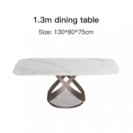 Italian Type Marble Style Rock Plate Desktop Dining Table Rectangular Dining Table Household White High-End Restaurant Furniture
