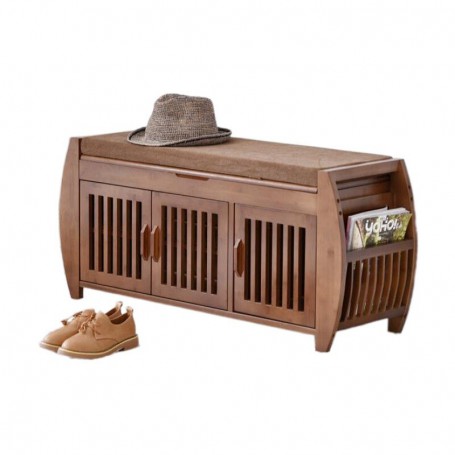 Modern Bamboo Shoe Rack Cabinet Entryway Organizer Storage Household Shelf with Seat Cushion Bamboo Furniture Hallway Shoe Stand