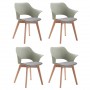 4Pcs Modern Dining Chair Luxury Chairs Inspired Solid Wood Padded Seat with Cushion Retro Style Kitchen Chair for Dining Room