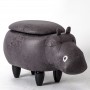 Hippo Shaped Animal Ottoman Storage Footrest Stool Upholstered Padded Seat Hippo Stool Pouf Adorable Bench as Kids Gift,Toy Box