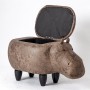 Hippo Shaped Animal Ottoman Storage Footrest Stool Upholstered Padded Seat Hippo Stool Pouf Adorable Bench as Kids Gift,Toy Box