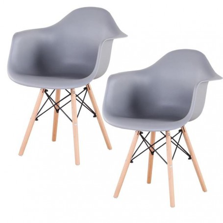 Set of 2 Nordic Plastic Dining Chairs Backrest Armchair Fashion Chair Casual Cafe Simple Modern Chair for Dining Room Kitchen