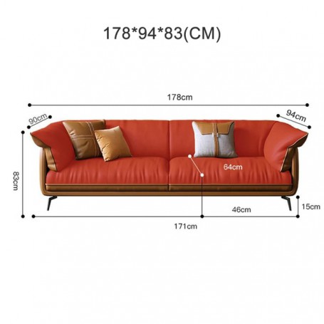 Modern Minimalist Living Room Leather Sofa  Apartment Furniture Set Combination Wtih Customzied Color