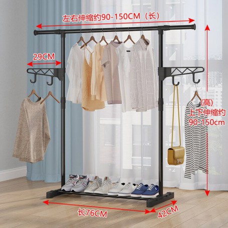 Clothes rack Standing Coat Rack Garment Rack Clothes Garment Hanging Storage Wardrobe Coat Shelves Floor Hanger For Dormitory