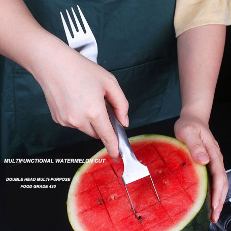 Cut Watermelon Artifact 430 Stainless Steel Fruit Divider Open Watermelon Dice Cutting Tool Dig Pulp Fruit Fork Kitchen Gadgets