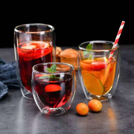 1/4/6Pcs Double Wall Glasses Espresso Coffee Mug 80/250/350/450 Heat-resistant Transparent Glass Cup with Handle Double CupsTea