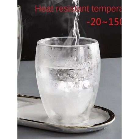 1/4/6Pcs Double Wall Glasses Espresso Coffee Mug 80/250/350/450 Heat-resistant Transparent Glass Cup with Handle Double CupsTea