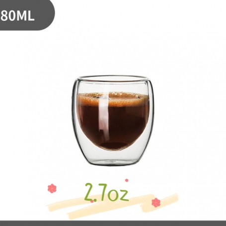 1/4/6Pcs Double Wall Glasses Espresso Coffee Mug 80/250/350/450 Heat-resistant Transparent Glass Cup with Handle Double CupsTea