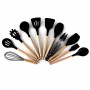 Silicone Kitchenware Utensils Set Black Non-stick Cookware Spatula Shovel Egg Beaters Wooden Handle Kitchen Cooking Tool Set