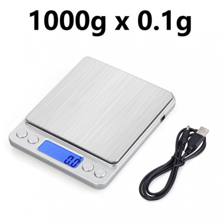 Mini Electronic Kitchen Scale 0.1g Precision postal Food Diet scale for Cooking Baking Measure Tools  with 2 trays silver & gold